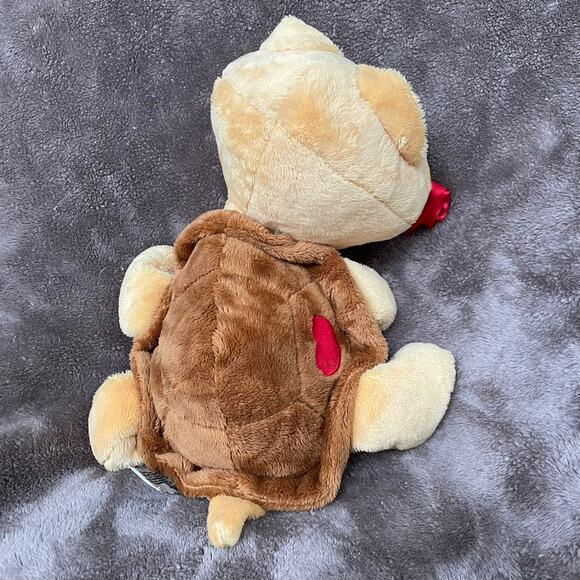 Russ Berrie Lil Peeper Shelly Turtle Plush 15" Big Green Eyes Red Rose Toy READ - Picture 15 of 16